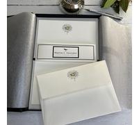Wagtail Designs Writing Paper Gift Set with a Daisy Illustration in a Lovely Black Bowx with Ribbon (18 Sheets and 18 envelopes)