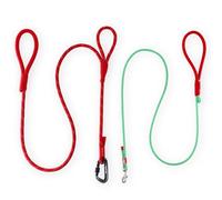 Wagtime Club Twin Tails Leash Set - Includes 5ft Dual Handle Dog Leash and 4.5ft Lightweight Premium Rope Pet Leashes, Kid-Friendly Family Set, Reflective Dog Leashes for Small Medium and Large Dogs