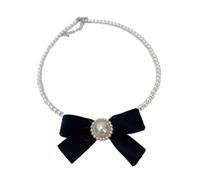[WAGULUM] Korean Fashion Imitation Pearl Choker Necklace for Women Girls Black Bowknot Necklace Bridal Engagement Trend Jewelry