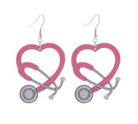 [WAGURUM] 1 Pair Heart Earrings Hearing State Scope Earrings Nurses Day Earrings Elegant Ear Jewelry for Nurses Day Work or Date Night
