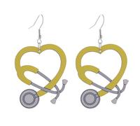[WAGURUM] 1 Pair Heart Earrings Hearing State Scope Earrings Nurses Day Earrings Elegant Ear Jewelry for Nurses Day Work or Date Night