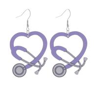 [WAGURUM] 1 Pair Heart Earrings Hearing State Scope Earrings Nurses Day Earrings Elegant Ear Jewelry for Nurses Day Work or Date Night