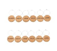 [Wagurum] 12 Pieces Cork Wine Glass Charm Goblet Drink Marker Label with Buckle for Wine Cocktail Champagne Tasting Party