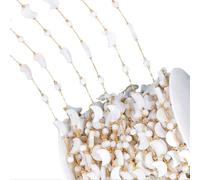 [Wagurum] Colorful Stone Beads Jewelry Chain Multi Color Stone Beads Stainless Steel Chain 1M Handmade Jewelry Design
