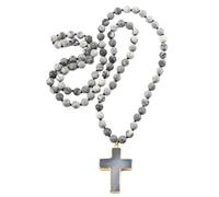 [Wagurum] Elegant Knot Stone Cross Necklace