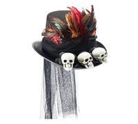 [Wagurum] Halloween Magician Top Hat Skull Halloween Veil Decoration Witch Hat Hot Girl Role Play Tool Medieval Era Hat