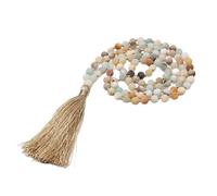 [Wagurum] Mindfulness Necklace Jewelry Beads Long Tassel Necklace 108 Prayer Beads and Fashion Bangle Accessories