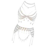 [Wagurum] Multi-purpose Crystal Decorated Body Jewelry Set with Adjustable Waist Belly Chain and Bra Fashion Accessories