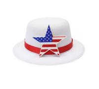 [Wagurum] Small Top Hat with Hair Clip US Independence Day Theme Costume Headwear National Day Celebration Head Accessory Supply