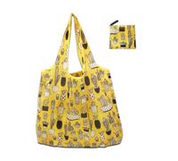 [Wagurum] Universal Bag with Enough Collapsible Shopping Bag and Enough Storage Lightweight Pouch Suitable for Travel and Picnic Foldable Shopping Food Storage Grocery Tote, yellow cactus