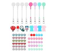 [Wagurum] Useful Name Card Badge Holder Cute Retractable Badge Reel Convenient Clip for Nurse Students and Office Workers