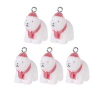 [Wagurum] Versatile Flock Polar Bear Pendant Decorative Necklace Pendant DIY Jewelry Making Supplies Mini Resin Ornaments