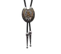 [Wagurum] Western Leather Rope Lariat Necklace Unisex Adjustable Boloti and Initial Letter for Casual Formal Wear