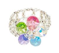 [Wagurum] Y2K Aesthetics Colorful Crystal Sweet Cute Charm Elastic Ring for Women 2023 Korean Fashion Jewelry Elastic, No Gemstone