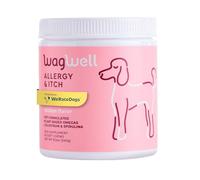 WagWell Allergy and Itch Chews - Chicken Flavored - Plant Based with Colostrum and Spirulina - Dog Skin and Coat Supplement for Itch Relief and Digestive Health, 60 Chews