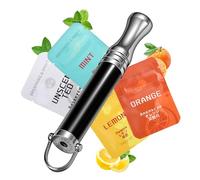 Wagxoey Smoking cessation aid with 12 filters, black | Stainless steel anti-stress smoking quitting aid, nicotine-free breathing trainer with 4 flavours, portable for on the go