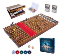 Wahartoly Horse Race Board Game - 23 Inch Solid Wood Foldable Racing Game with Cards Dice & Metal Horses, Portable Adult Family Set for Party Travel & Gifts