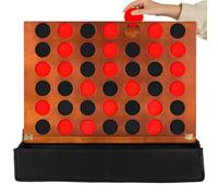 Wahartoly Wall Mounted Wooden Giant 4 in A Row Room Wall Decor Game Accessories and Decor Four in A Row with Pieces Coins Large Size 22 Inch Drop Four Connect Game Solid Wood Game Board (Burnt Color)
