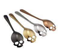Wahdawn Cool Stainless Steel Skull Spoons Tableware for Coffee Tea Sugar Halloween Gifts, Set of 4