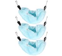 WAHEWUD 3 Pack Hanging Hammock Bed for Small Pets Birds Parrots Hamsters Squirrels Gliders Bright Blue
