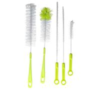 WAHEWUD 5 Pack Long Handle Water Bottle Brushes for Narrow Neck Bottles Baby Bottles Straws Coffee Grinder Bottle Cleaning Set (Green)