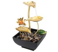 WAHEWUD Lotus Waterfall Fountain, Tabletop Fountain Quiet Water Pump Premium Iron Plastic Circulating Flow Warm Lighting Adjustable Compact, Indoor Desk Water Spring for Home