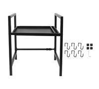 WAHEWUD Microwave Oven Rack Stand for Kitchen Countertop, Heavy Duty Carbon Steel Shelf Organizer for Toaster and Air Fryer, Supports 165lbs Stability (Single Layer)