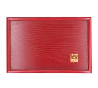 WAHEWUD Wood Serving Tray Red Solid Wood Serving Platter for Snacks Fruit Drinks Living Room Coffee Table Kitchen Countertop Multiple Sizes (Cuadrado M)