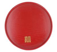 WAHEWUD Wood Serving Tray Red Solid Wood Serving Platter for Snacks Fruit Drinks Living Room Coffee Table Kitchen Countertop Multiple Sizes (Redondo M)
