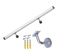 WAHHWF PVC Outdoor Handrails for Exterior Steps, 1m 2m 3m 3.5m 4m 4.5m 5m 6m Long Indoor Stairs Handrail with Wall Mount Silver Brackets, Non-Slip Support Rail (Color : White, Size : 3.9m(12.8ft))