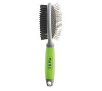 Wahl 2999-7025 Double-Sided Grooming Brush, Pack of 1 | 2 in 1 Stainless Steel Bristles Removes Loose Hair Soft Bristles for Smooth Coat Gel Grip for All Coat Types