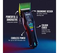 Wahl Colour Pro Rechargeable Pet Clipper - Cord/Cordless Dog Grooming Kit with Precision-Ground Blade, 120-Min Run Time & 8 Colour-Coded Attachment Combs (3-25 mm).
