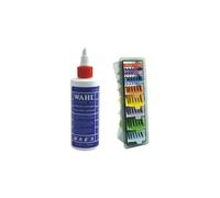 Wahl Clipper Oil 4oz and Wahl 1-8 Coloured Clipper Comb Set