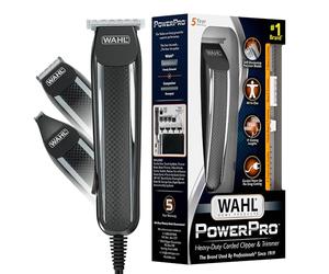 Wahl PowerPro Corded Detailer Trimmer Kit for Mens Grooming - for Beard, Mustache, Stubble, Ear, Nose, & Body Grooming - Model 9686