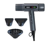 Wahl Vanquish Hair Dryer, Cool Grey, Lightweight, LED Display, Quiet, Professional 3 Attachments, Powerful, Cool Drying, 3 Speed-Settings, Auto-Clean, Even Drying, Quick Dry