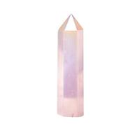 WAHOM 1PC Natural Aura Rose Quartz Crystal Point Wand Healing Stone Meditation Home Decoration Reiki Polished Stone Chakra Tower (Size : 71-80mm)