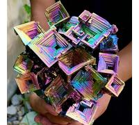 WAHOM Bismuth Crystals Bismuth Bi Metal Crystal Rainbow Bright Metal Mineral Block Hole Office Degaussing Ornaments (Size : 80-100g)
