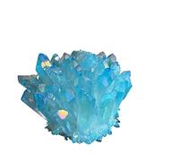 WAHOM Sky Blue Aura Crystal Cluster Angel Wand Points Raw Clear Quartz Rough Topaz Lemurian Seed Prism Charms (Size : 300-400g) Gemstone Stone