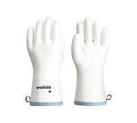 wahoo Liquid Silicone Oven Gloves, Heat Resistant Oven Mitts for Cooking, Baking, BBQ, CoralAir Liner, Food Grade, Waterproof, Non Slip, White, L/9