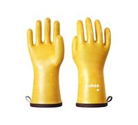wahoo Liquid Silicone Oven Gloves, Heat Resistant Oven Mitts for Cooking, Baking, BBQ, CoralAir Liner, Food Grade, Waterproof, Non Slip, Yellow, XL/10