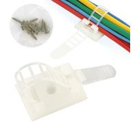 Wahsure Pack of 50 Adjustable Self-Adhesive Cable Clips 25 x 18 mm Cable Attachment Cable Ties Self-Adhesive Cable Management for Home and Office Cable Wall Mounting Cable Clips White