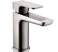WAI Basin Mixer Tap - Brushed Nickel - Single Lever Modern Bathroom Sink Tap with Press Top Waste