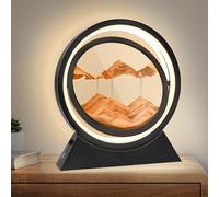 Wai Danie Moving Sand Art Liquid Motion Lamp Round Glass 3D Hourglass Deep Sea Sandscape Sensory Relaxing Desktop Table Decor Desk Decor Art Desk(Gold)
