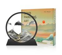 Wai Danie Moving Sand Art Picture 3D Hourglass Deep Sea Sandscape Liquid Motion Display Painting Flowing Sand Frame Relaxing Desktop Home Office Work Decor(Black, 12")