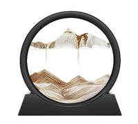 Wai Danie Moving Sand Art Picture 3D Hourglass Deep Sea Sandscape Liquid Motion Display Painting Flowing Sand Frame Relaxing Desktop Home Office Work Decor (Coffee Color, 7")