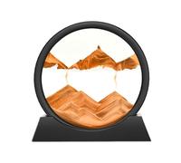 Wai Danie Moving Sand Art Picture 3D Hourglass Deep Sea Sandscape Liquid Motion Display Painting Flowing Sand Frame Relaxing Desktop Home Office Work Decor(Gold, 7")