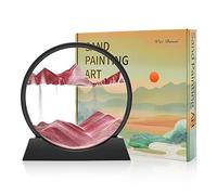 Wai Danie Moving Sand Art Picture 3D Hourglass Deep Sea Sandscape Liquid Motion Display Painting Flowing Sand Frame Relaxing Desktop Home Office Work Decor (Caramel Color, 12")
