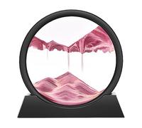 Wai Danie Moving Sand Art Picture 3D Hourglass Deep Sea Sandscape Liquid Motion Display Painting Flowing Sand Frame Relaxing Desktop Home Office Work Decor (Pink 7”)