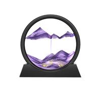 Wai Danie Moving Sand Art Picture 3D Hourglass Deep Sea Sandscape Liquid Motion Display Painting Flowing Sand Frame Relaxing Desktop Home Office Work Decor(Purple, 7")