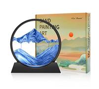 Wai Danie Moving Sand Art Picture 3D Hourglass Deep Sea Sandscape Liquid Motion Display Painting Flowing Sand Frame Relaxing Desktop Home Office Work Decor(Blue, 12")